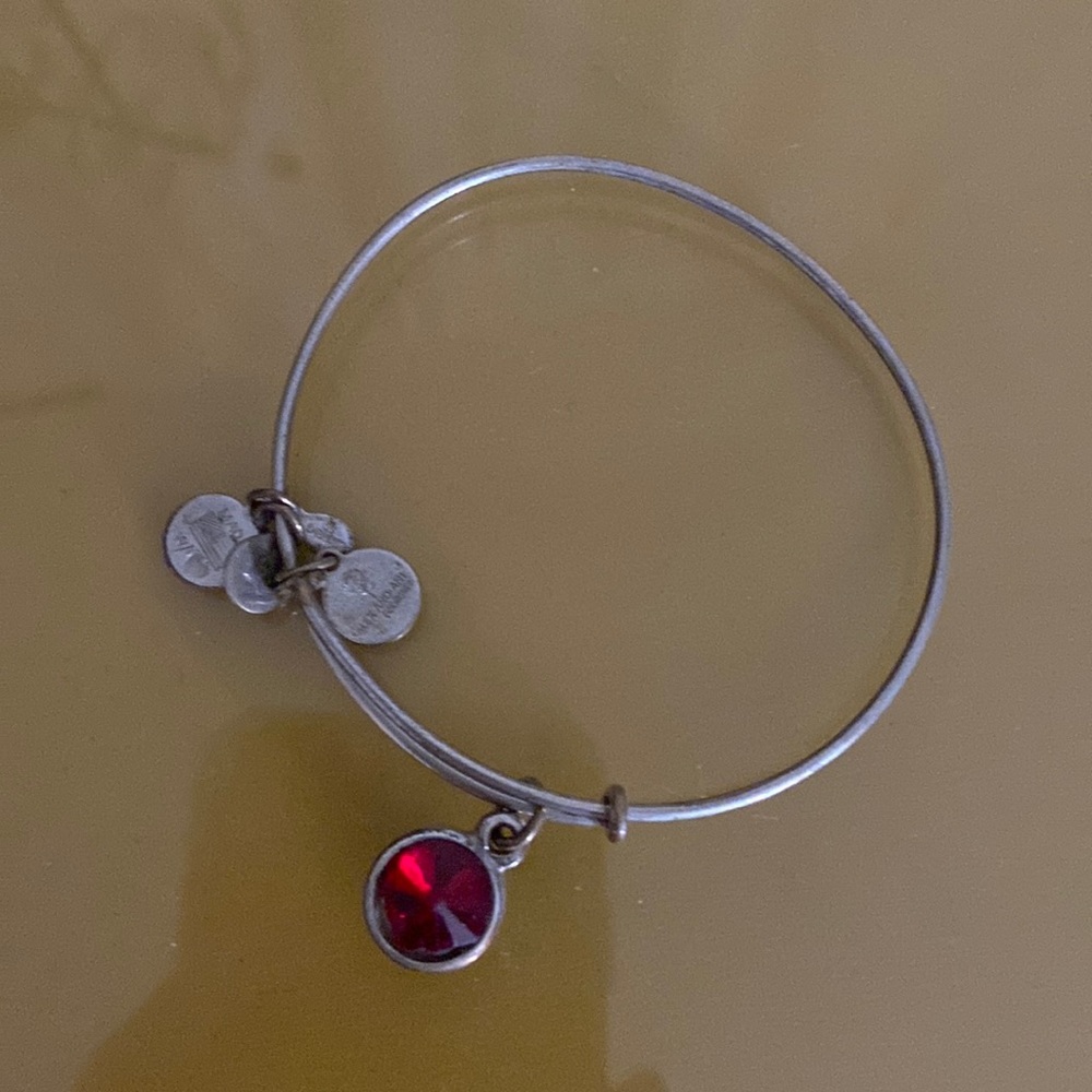 Alex and Ani Silver Bracelet with Garnet Gemstone